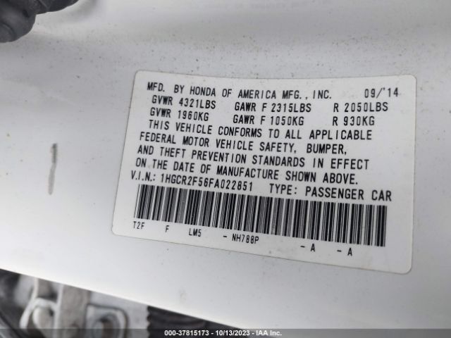 1HGCR2F56FA022851 Honda Accord Sedan Sport