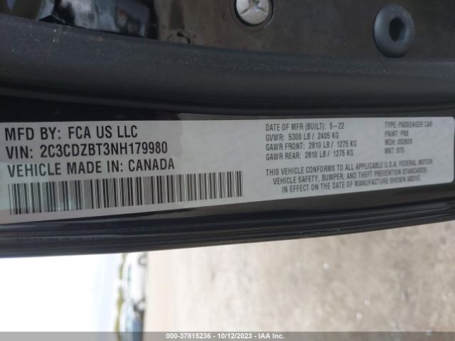2C3CDZBT3NH179980 Dodge Challenger R/t