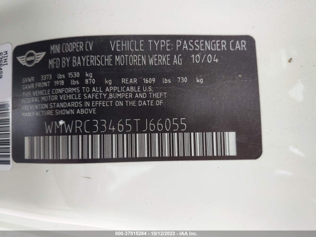 2005 MINI COOPER HARDTOP WMWRC33465TJ66055 Photo 8
