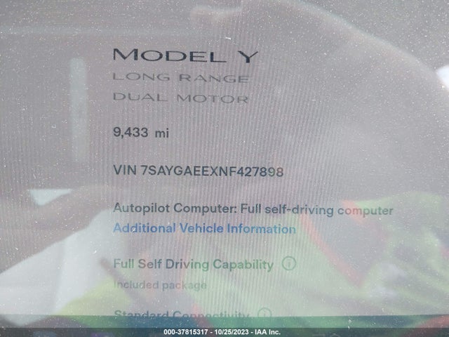 Tesla Model Y Long Range 2022 7SAYGAEEXNF427898 Image 7