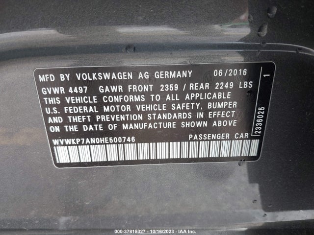WVWKP7AN0HE500746 Volkswagen Cc 2.0t Sport