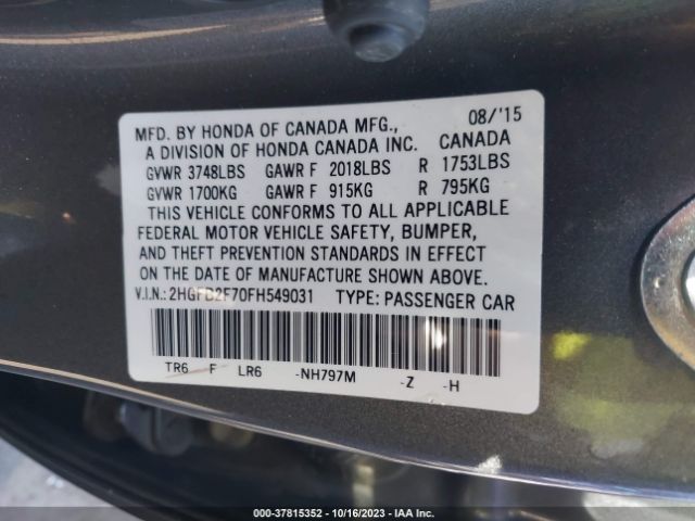 2HGFB2F70FH549031 Honda Civic Sedan Se