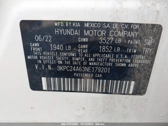 Hyundai ACCENT SE 2022 3KPC24A63NE179201 Image 9
