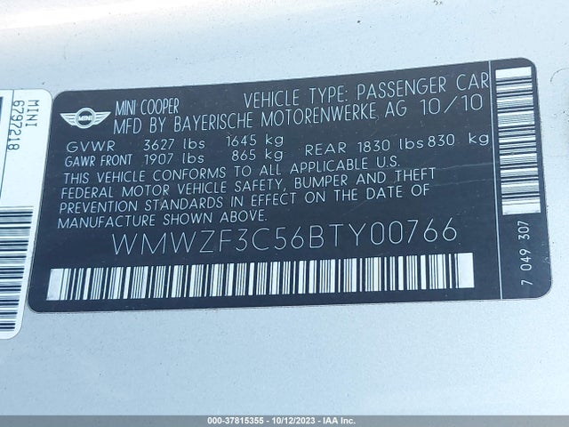 2011 MINI COOPER CLUBMAN WMWZF3C56BTY00766 Photo 8