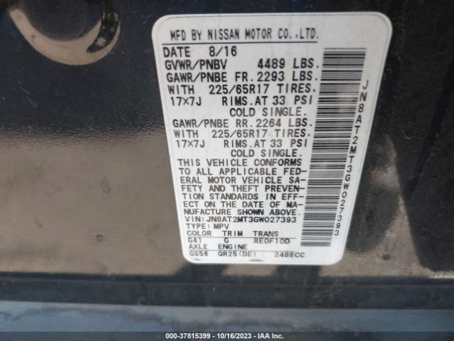JN8AT2MT3GW027393 Nissan ROGUE S