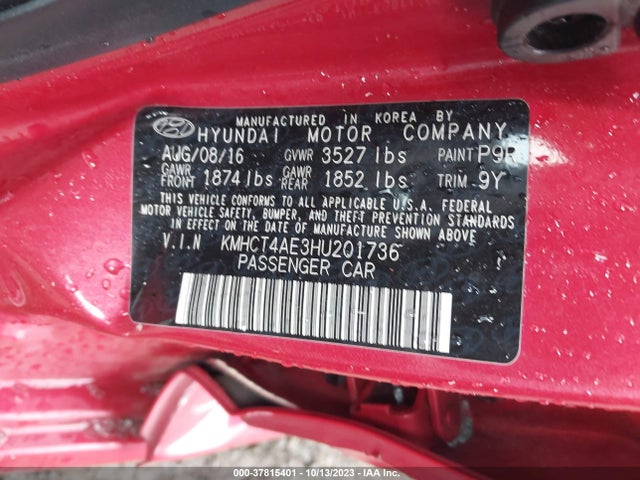 Hyundai ACCENT SE 2017 KMHCT4AE3HU201736 Image 9