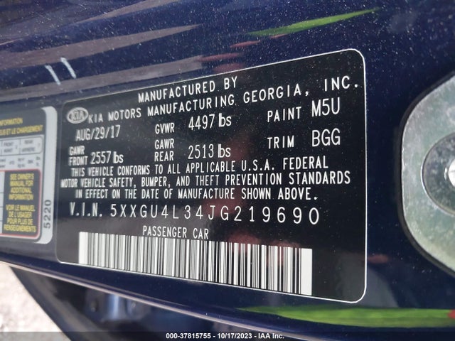 KIA OPTIMA EX 2018 5XXGU4L34JG219690 Image 9