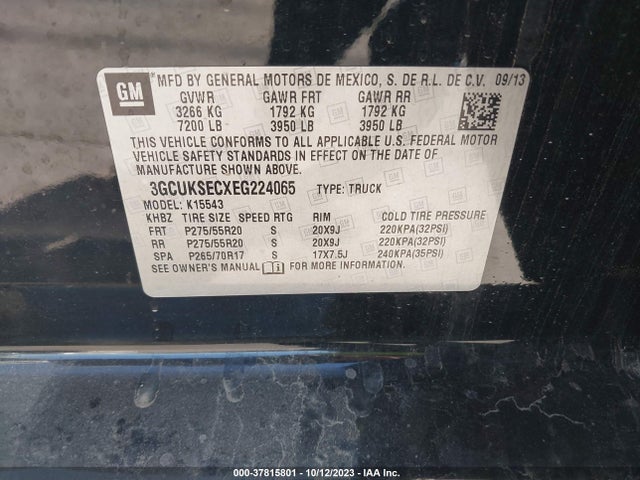Chevrolet Silverado 1500 Ltz 2014 3GCUKSECXEG224065 Image 9