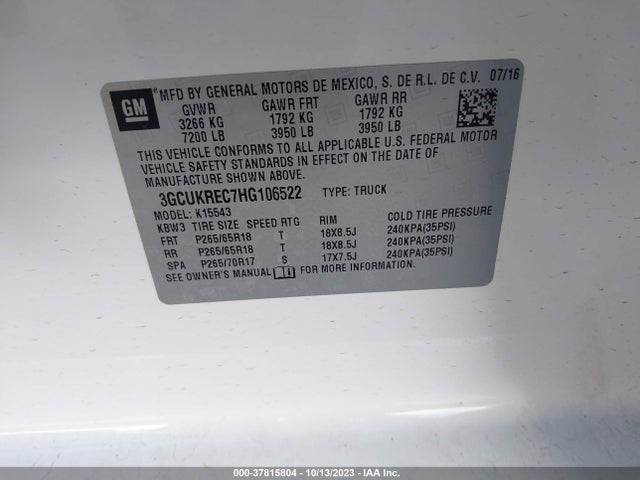 Chevrolet Silverado 1500 Lt 2017 3GCUKREC7HG106522 Image 9