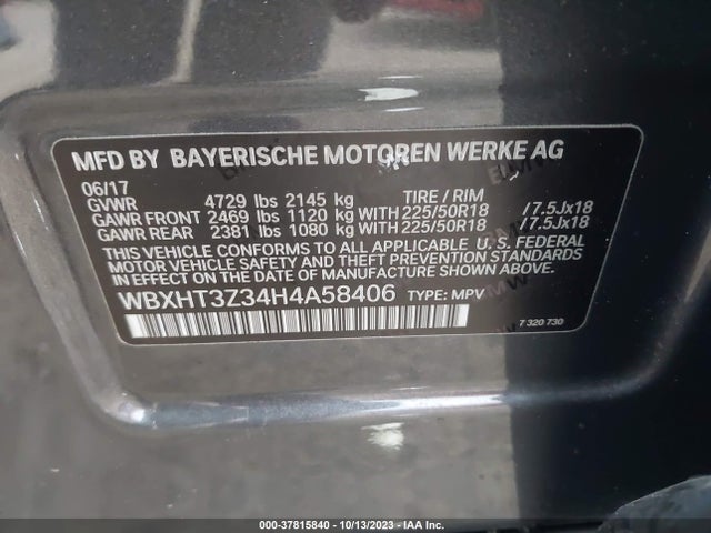 2017 BMW X1 XDRIVE28I VIN: WBXHT3Z34H4A58406
