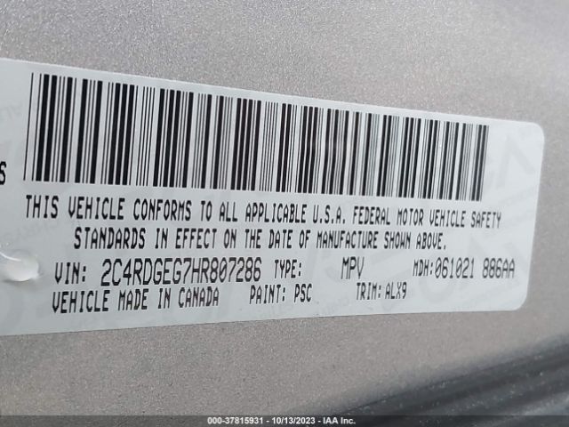 2C4RDGEG7HR807286 Dodge Grand Caravan Gt