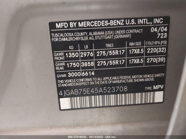 2005 MERCEDES-BENZ M-CLASS 4JGAB75E45A523708 Photo 8