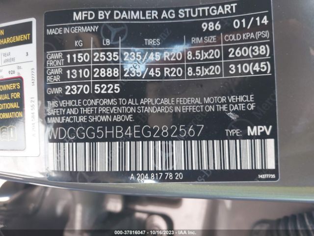 WDCGG5HB4EG282567 Mercedes-Benz Glk-class Glk 350