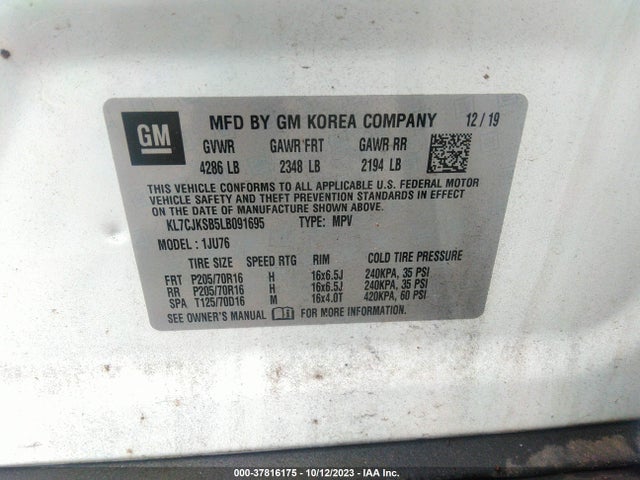 Chevrolet TRAX LS 2020 KL7CJKSB5LB091695 Image 9