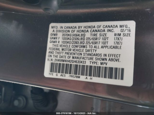 2HKRM4H42GH630433 Honda CR-V SE