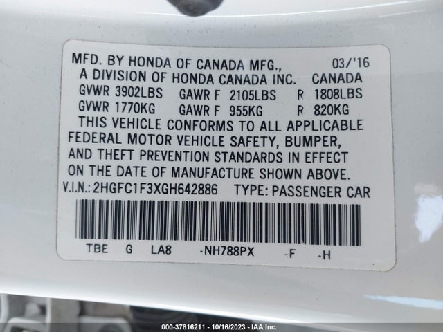 Honda Civic Ex-t 2016 2HGFC1F3XGH642886 Image 9