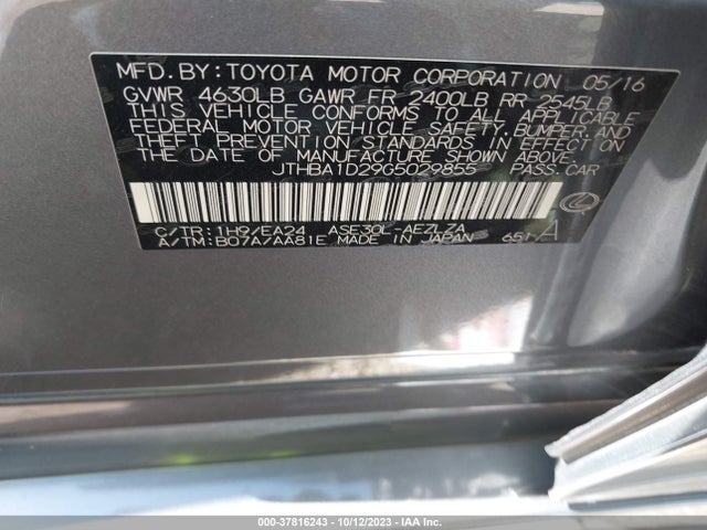 JTHBA1D29G5029855 Lexus IS 200T