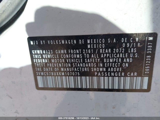 2019 VOLKSWAGEN JETTA S/SE/R-LINE VIN: 3VWC57BUXKM107075