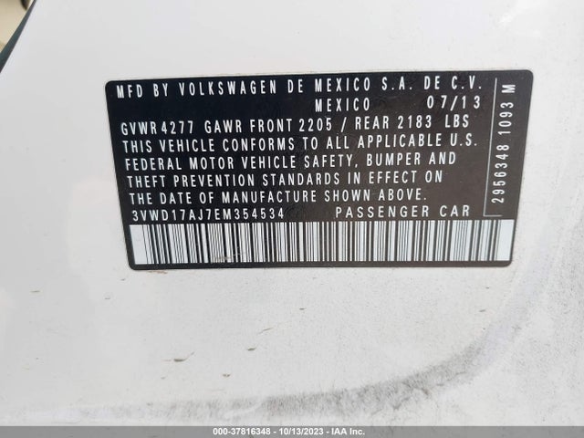 3VWD17AJ7EM354534 Volkswagen Jetta Sedan Se