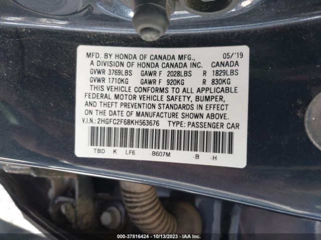 2HGFC2F68KH563676 Honda Civic Sedan Lx