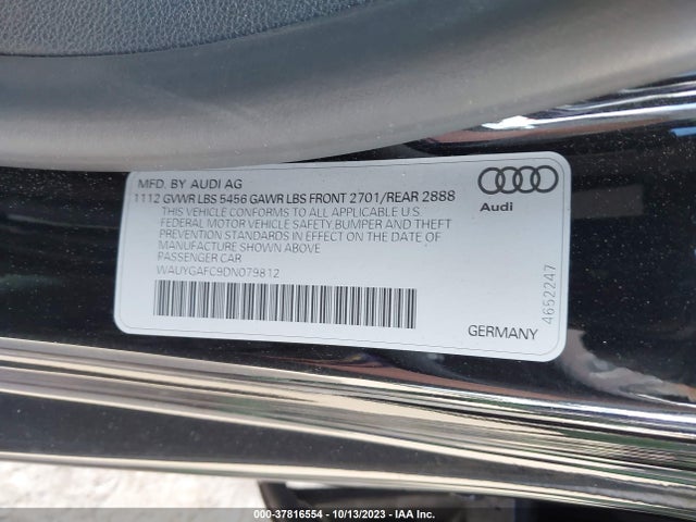 2013 AUDI A7 3.0 PREMIUM PLUS VIN: WAUYGAFC9DN079812