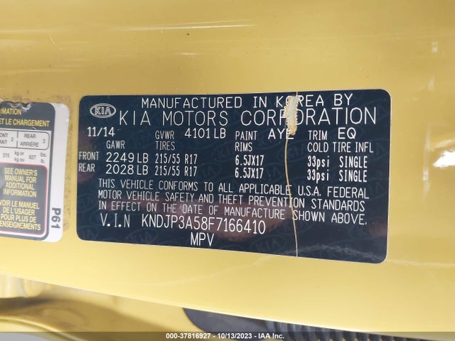 KIA SOUL + 2015 KNDJP3A58F7166410 Image 9