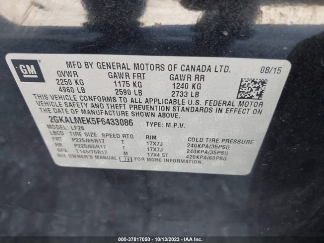 2GKALMEK5F6433086 GMC Terrain Sle