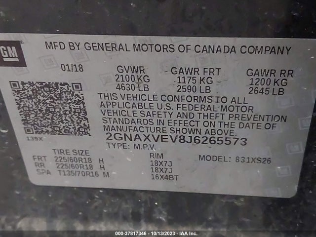 Chevrolet Equinox Premier 2018 2GNAXVEV8J6265573 Image 9