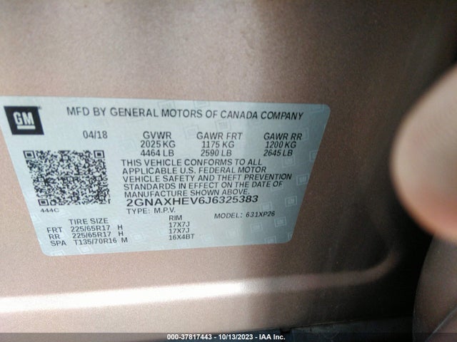 Chevrolet EQUINOX LS 2018 2GNAXHEV6J6325383 Image 9