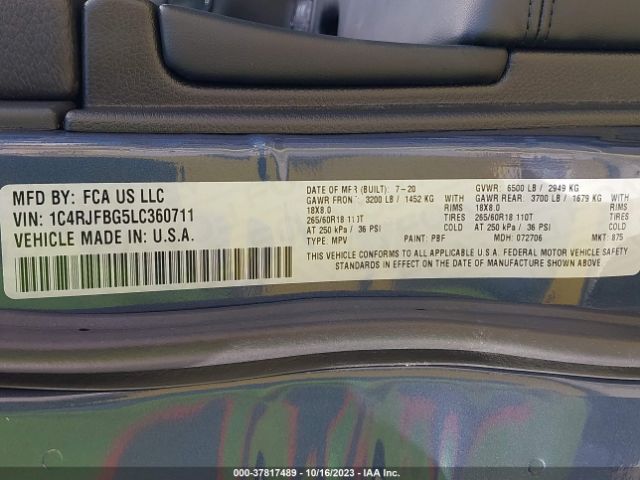 1C4RJFBG5LC360711 Jeep Grand Cherokee Limited