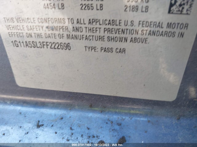 Chevrolet Malibu 1fl 2015 1G11A5SL3FF222696 Image 9