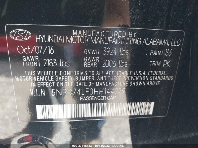 Hyundai ELANTRA SE 2017 5NPD74LF0HH144229 Image 9