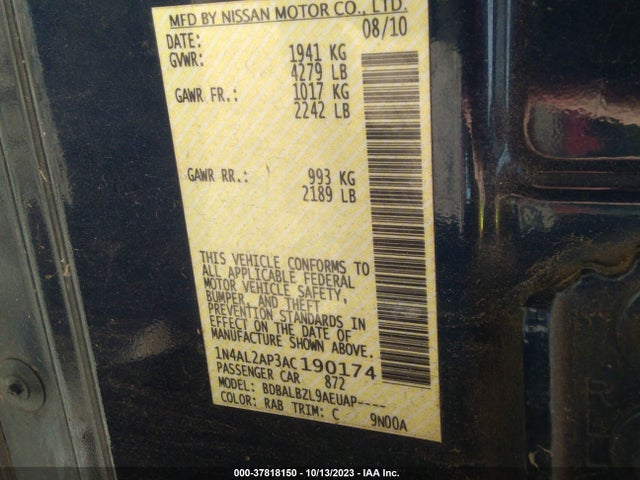 2010 NISSAN ALTIMA 2.5 S VIN: 1N4AL2AP3AC190174