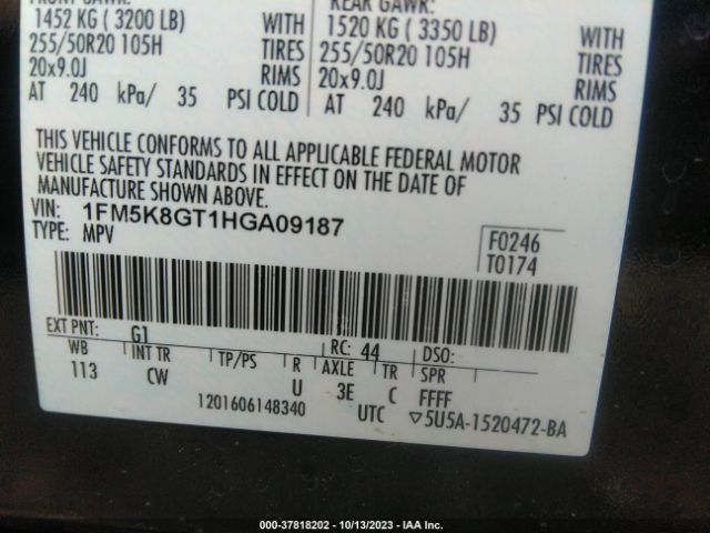 1FM5K8GT1HGA09187 Ford EXPLORER SPORT