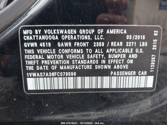 1VWAS7A36FC079596 Volkswagen Passat 1.8t Limited Edition
