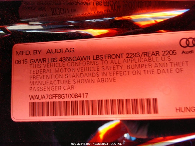 WAUA7GFF8G1008417 Audi A3 1.8t Premium