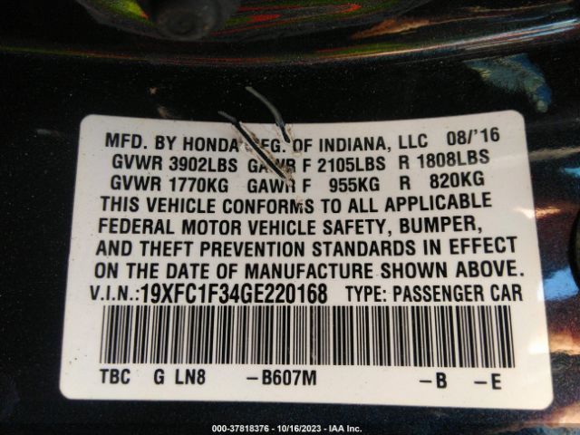 19XFC1F34GE220168 Honda Civic Sedan Ex-t