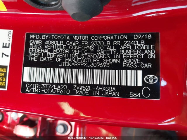 Toyota Prius Prime Plus/premium/advanced 2018 JTDKARFPXJ3096931 Image 9