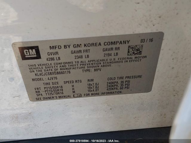 KL4CJCSBXGB660176 Buick Encore Leather