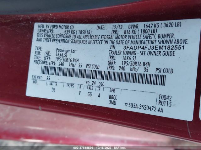 3FADP4FJ3EM182551 Ford Fiesta Titanium