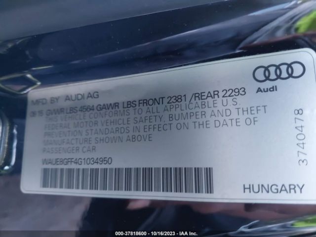 2016 AUDI A3 WAUE8GFF4G1034950 Photo 8