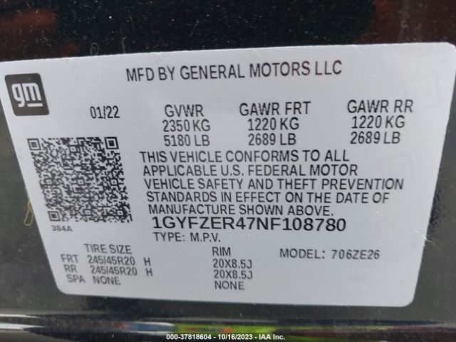 1GYFZER47NF108780 Cadillac Xt4 Fwd Sport