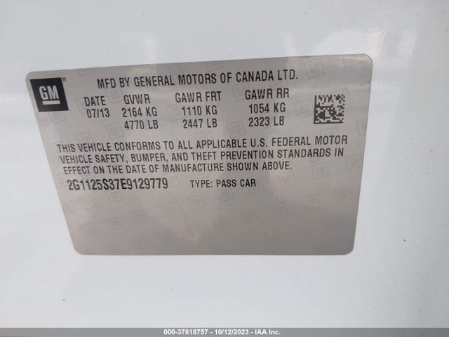Chevrolet IMPALA LT 2014 2G1125S37E9129779 Image 9
