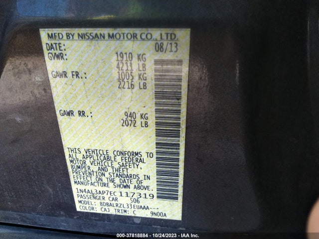 2014 NISSAN ALTIMA 2.5 S VIN: 1N4AL3AP7EC117319