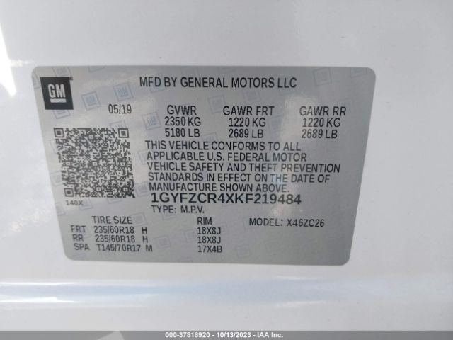 1GYFZCR4XKF219484 Cadillac Xt4 Fwd Premium Luxury
