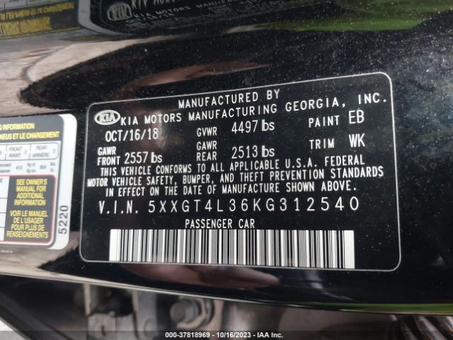 5XXGT4L36KG312540 KIA Optima Lx