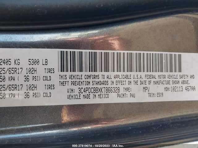 Dodge JOURNEY SE 2019 3C4PDCBBXKT866328 Image 9
