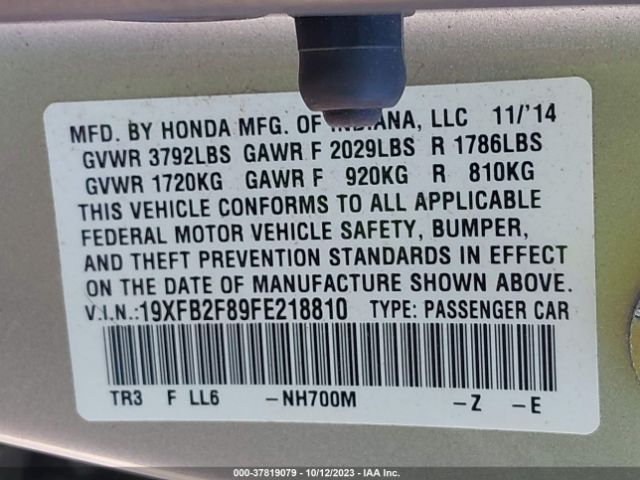 19XFB2F89FE218810 Honda Civic Sedan Ex