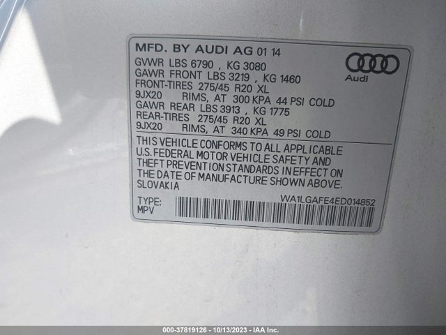 WA1LGAFE4ED014852 Audi Q7 3.0t Premium Plus