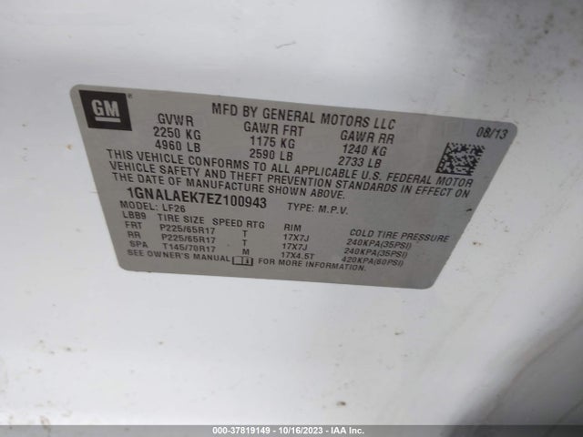 Chevrolet EQUINOX LS 2014 1GNALAEK7EZ100943 Image 9